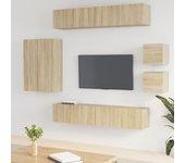 Set de muebles para TV 8 pzas madera contrachapada roble Sonoma