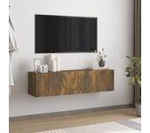 vidaXL Mueble de pared TV contrachapado roble ahumado 120x30x30 cm