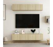 Mueble TV 4 piezas Sonoma Oak 80x30x30 cm Madera multicapa