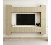 Muebles de puerta de TV Set 10 piezas Sonoma Wood Oak Multilayer