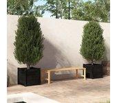 Jardineras 2 Uds Madera Maciza De Pino Negro 50x50x50 Cm