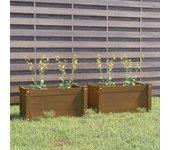 VIDAXL Vasos/flores 2 pcs 60x31x31 cm Pine Pine Brown Mel