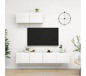 vidaXL Mueble De Tv 3 Piezas De Madera Contrachapada Blanco