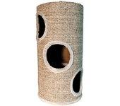 Rascador Beige con agujeros para gatos 36x36x70 cm