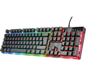 teclado trust gaming gxt 835 azor iluminacion led 3 colores anti-ghosting 12 teclas multimedia usb  23823