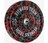 Disco de Musculación FITNESS TECH Camuflaje Rojo (25 kg)