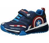 Deportiva Geox Marvel Capitán América J Bayonyc, luces, alta transpiración, cierre de velcro, zapatillas bajas