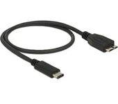 Cable USB DELOCK USB C/Micro-USB B 0.5 m Macho/Macho Negro