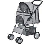 Nova Carrito para mascotas impermeable Hundebuggy acero / poliéster 100x38x80cm - Gris [pro.tec]