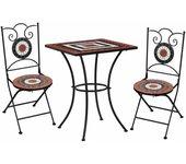 3 PC Bistro Set con mosaico de cerámica terracota y blanco