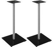 vidaXL Soportes de altavoces 2 uds vidrio templado plata negro 1 pilar