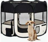 Caja para perros plegable con bolsa de transporte negra 90x90x58 cm