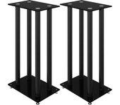 Soportes De Altavoces 2 Uds Vidrio Templado Negro 4 Pilares Vidaxl