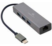 Hub usb gembird a-cmu3-lan-01 gris