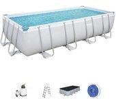 Piscina Desmontable Tubular Bestway Power Steel Rectangular 5,49m x2,74mx1,22m 56466 con Depuradora de arena y escalera