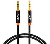 Cool Cable de Audio Jack 3.5 mm Macho/Macho 1m Nylon Negro