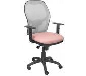 Silla Jorquera malla gris asiento bali rosa pálido