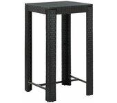 Mesa de Bar de jardín negro 60,5x60,5x110,5 cm Polyrattan