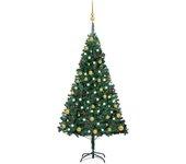 Árbol de Navidad preiluminado con bolas verdes 150 cm PVC