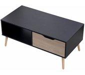 Table basse avec tiroir style scandinave noire freja