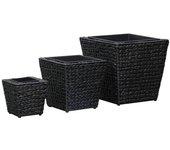 3 piezas negro trenzado Hyacinth Stand Up Camas