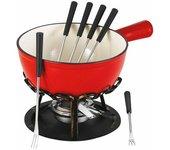 Tableandcook Set De Fondue Liso Rojo 20 Cm Calentador De Hierro Forjado - Dsbrgsaf20