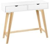 Consola blanco/madera clara 101 x 36 cm BELIANI Sully