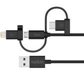 Belkin F8J050bt04-BLK Cable Adaptador Micro-USB/Lightning/USB-C 1.2m Negro