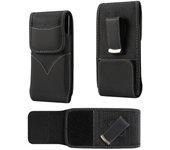 DFV mobile - Nuevo Estilo Funda Nylon para Cinturon con Clip Metálico y Giratorio para FUJITSU ARROWS BE4 F-41A (2020) - Negra