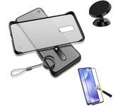 Kit Carcasa, Protector de Cristal 5D y Soporte Magnetico Auto Samsung Galaxy A50s Bumper Transparente