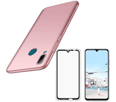 Kit Carcasa y Protector Cristal 5D Huawei P Smart 2019 SlimShield Rosa