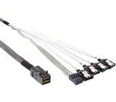 Cable inline mini sas hd sff-8643 a 4x sata + banda lateral 1m