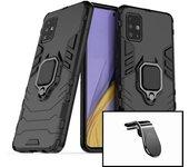 Kit Funda y Soporte Magnético Coche Samsung Galaxy A41 3x1 Military Defender Negro