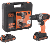 Taladro percutor a batería black+ decker bcd003c2k 18v con 2 baterías de 1,5ah