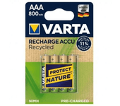 varta blister de 4 pilas recargables aaa recycled 800mah oro verde