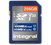 Integral INSDX256G-100V30 256GB SD CARD SDXC UHS-1 U3 CL10 V30 UP TO 100MBS READ 45MBS WRITE UHS-I