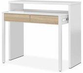 Mesa escritorio consola blanco y roble 87,5x98,5x36 cm