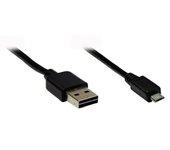 Alcasa USB 2.0 A/micro B, 5m cable USB USB A Micro-USB B Negro