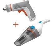 Kit: atornillador hexdriver 3,6v + aspirador de mano 3,6v bcknvcrta01-qw black & decker