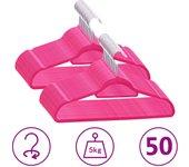 50 Pcs Anti-Slip Pink Velvet Coat Hanger Set