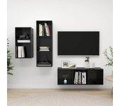 Muebles de TV Set 3 piezas negro pulido madera multicapa