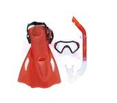 Pack Máscara-Aletas-Tubo,Esnórquel settauch Set, Snorkel Set,Gafas de Buceo, Aletas,Tubo respiracion | BESTWAY - HYDRO-SWIM | SET DE SNORKEL FIREFISH, EDAD: +7 AÑOS. TALLA ALETAS: 37-41