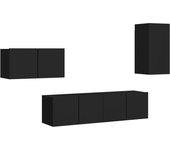 Muebles de puerta TV Set 4 piezas de madera negra multicapa