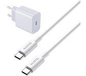 Cargador Base Type-C Fastcharge para iPhone 15 Plus ACCETEL Blanco