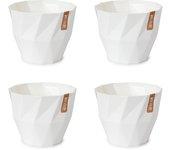 Set de 4 Macetas Redondas Decorativas 13 cm con Textura. Blanco Roto ARECA