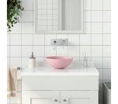 vidaXL LAVABO DE CUARTO DE BAÑO REDONDO CERÁMICA ROSA MATE