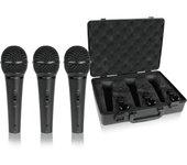 BEHRINGER XM1800S KIT 3 MICRÓFONOS DE CORAZÓN DINÁMICO + 3 PINZAS CUSTODIA SET PARA KARAOKE BEHXM1800S Micrófonos