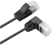 CABLEPELADO Cable de Red, Cable LAN, Cable de Datos, Cable Gigabit, Cable RJ45, Cable Trenzado, 1x 90º, Categoría 5E, Compatible PC, PS4, PS5, Xbox, Smart TV, Server, 0.5 Metros, Negro