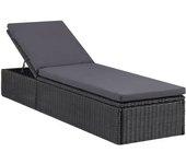 Cama solar en Polyrattan negro y gris oscuro