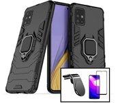 Kit Funda, Protector 5D y Soporte Magnético Coche Samsung Galaxy A41 3x1 Military Defender Negro